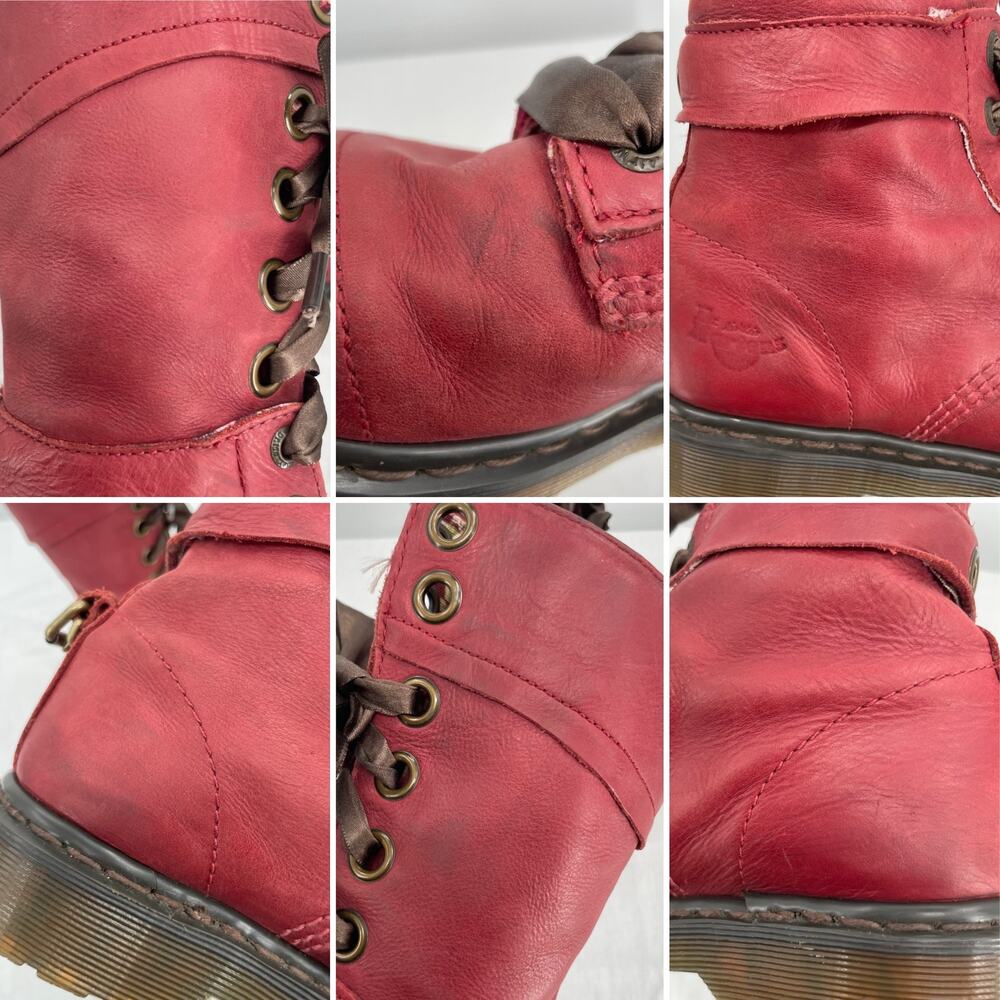 Dr. Martens Triumph Boots Red Oxblood Leather Pirate Fold Down Floral Boots US 9 - Picture 14 of 16